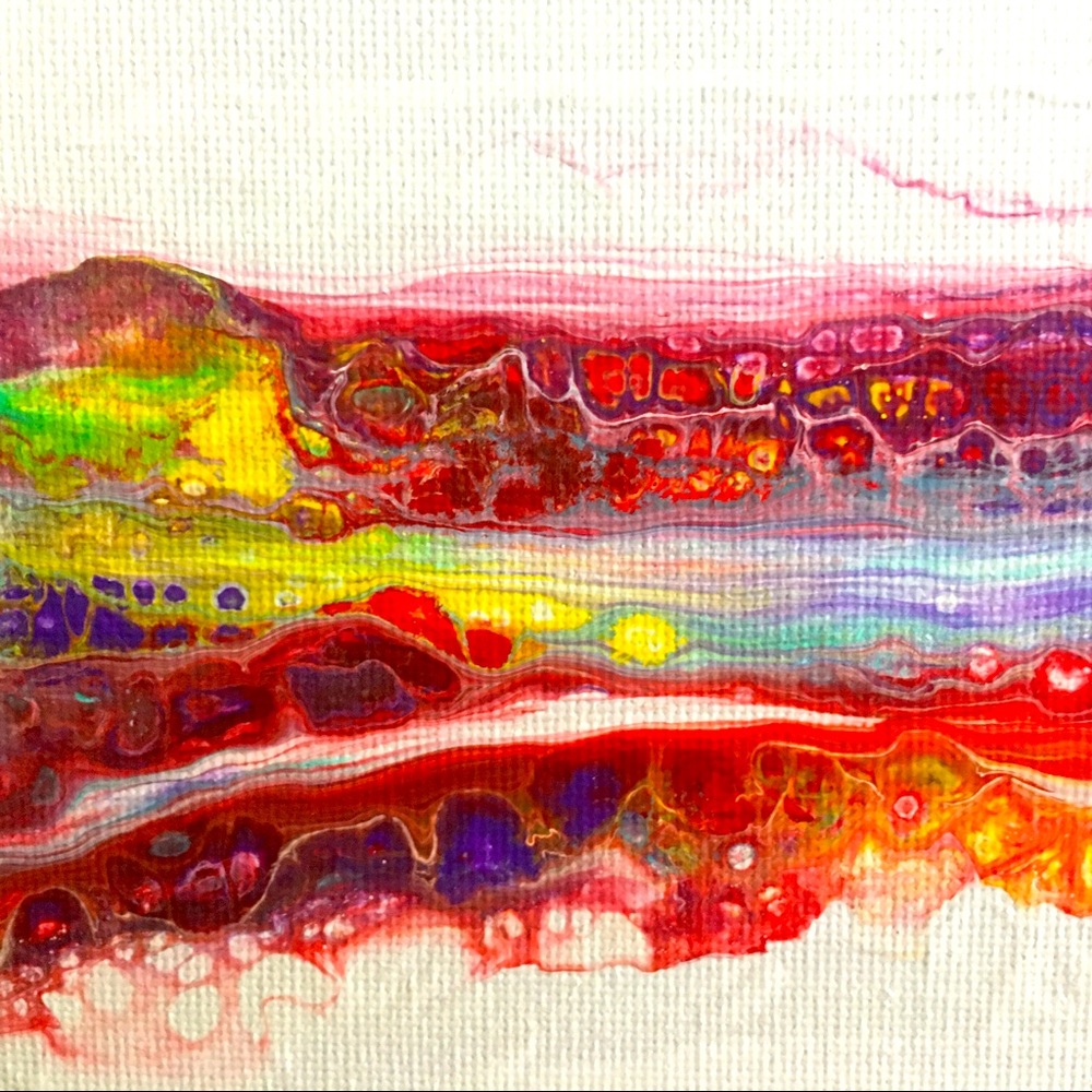 Original acrylic fluid art painting on a stretched canvas. Size 10”x8”
